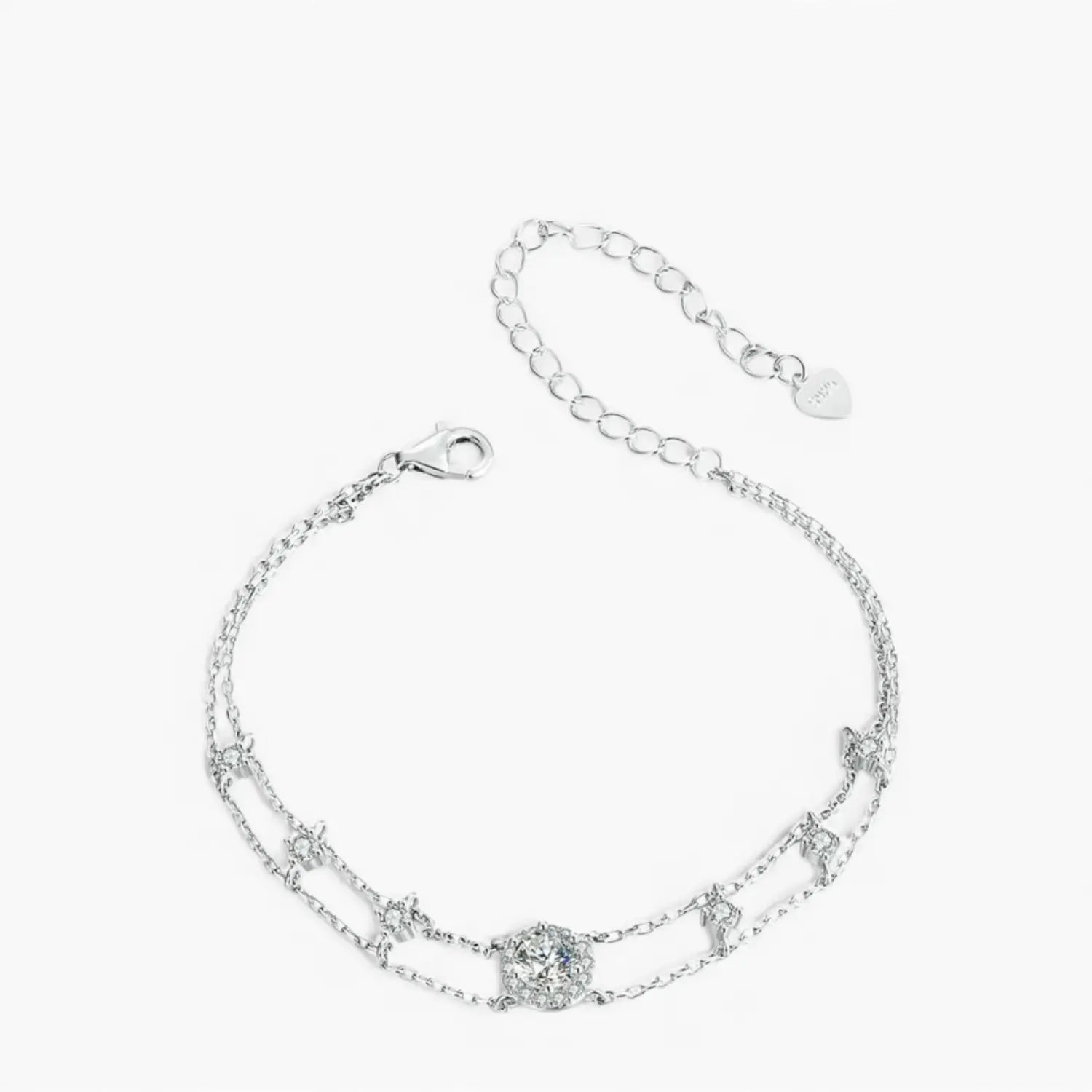Double-Layered Moissanite Chain Bracelet