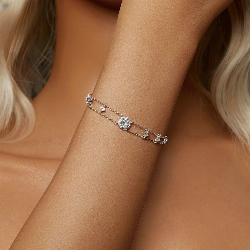 Double-Layered Moissanite Chain Bracelet - Minerva Jewelry