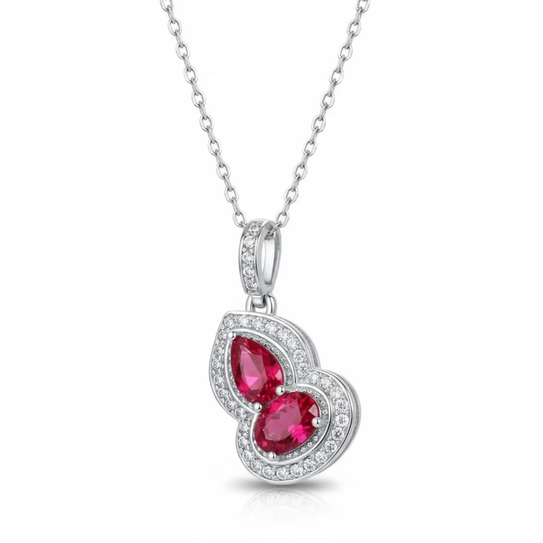 Double-layer ruby jewelry pendant necklace reflecting elegance, hope and inner strength.