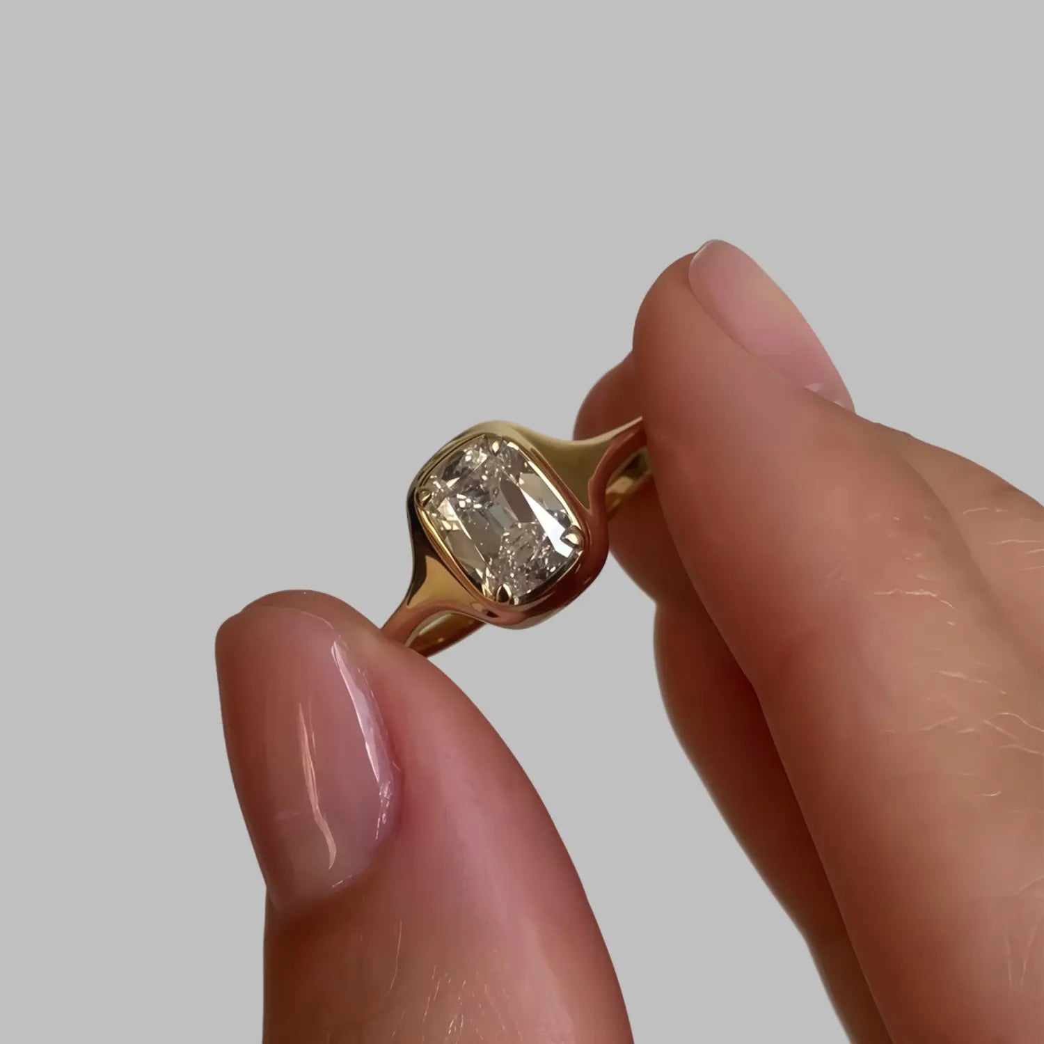 Emerald Cut Moissanite Ring Lightframe Gold – The Clarity