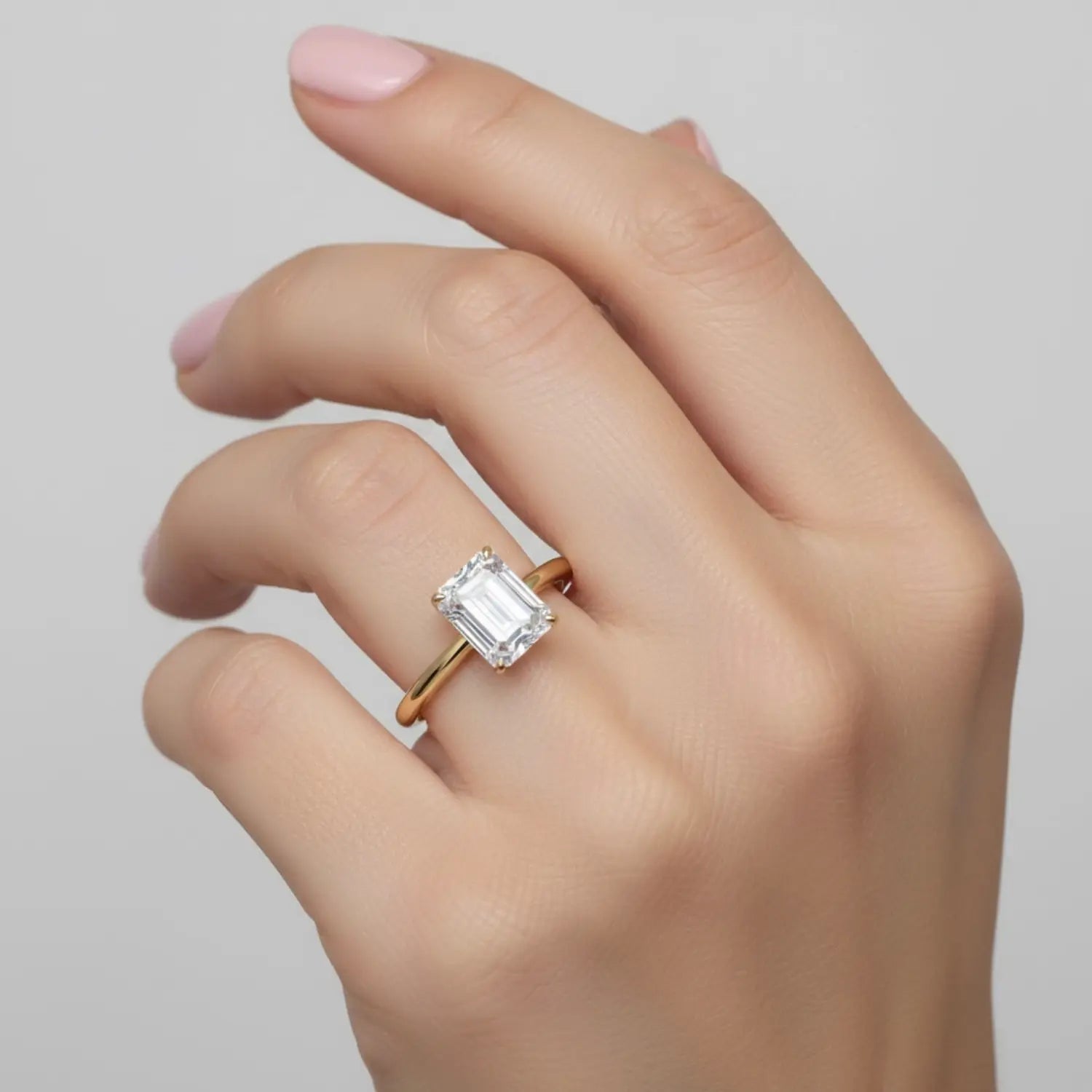 Emerald Cut Moissanite Solitaire Ring