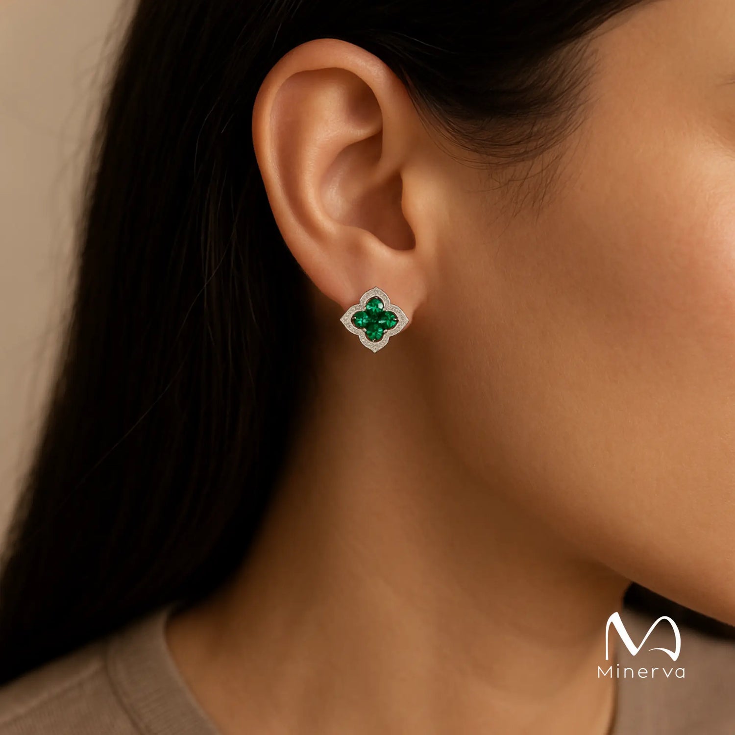 Emerald Earrings UK - Four Leaf Clover