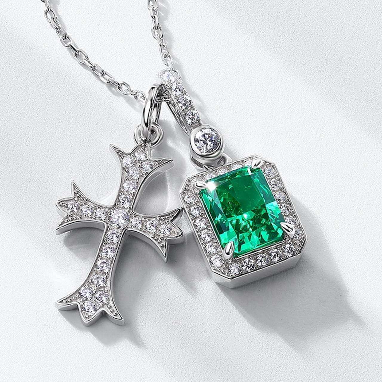 Emerald Jewelry Cross Necklace - Minerva Jewelry