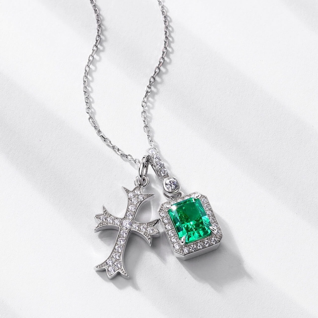 Emerald Jewelry Cross Necklace - Minerva Jewelry