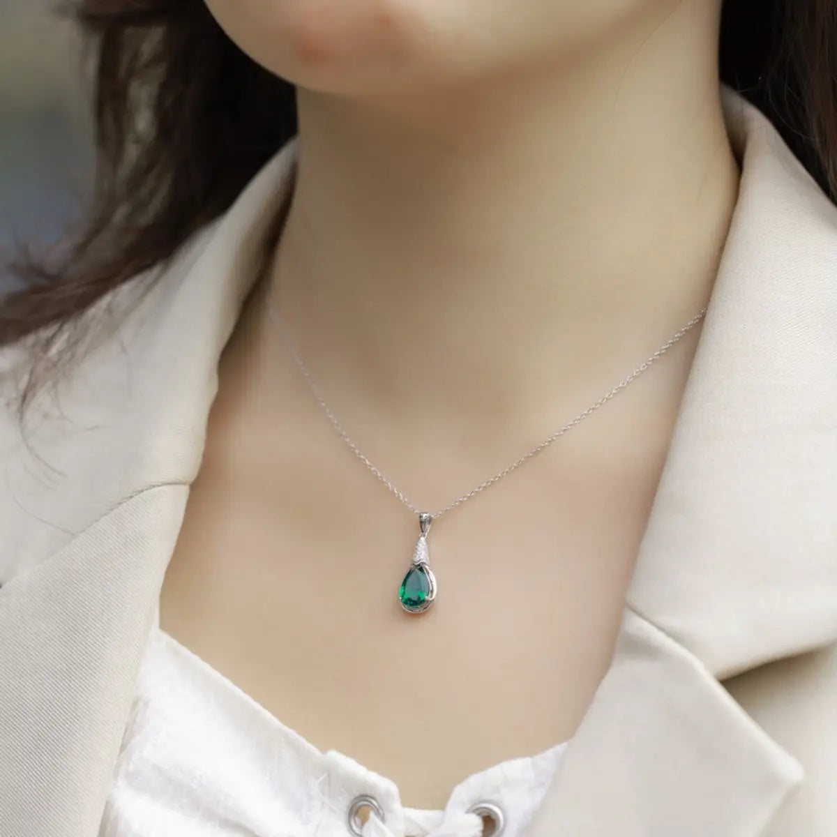 Emerald Necklaces Teardrop Cut