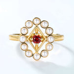 Garnet Pearl Adjustable Ring - Never Without You - Minerva Jewelry