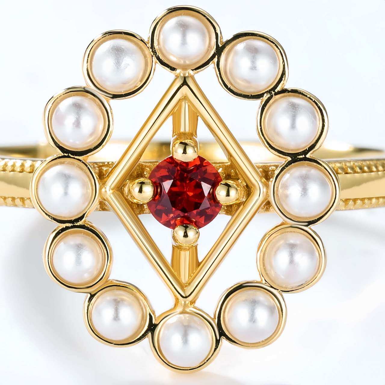 Garnet Pearl Adjustable Ring - Never Without You - Minerva Jewelry