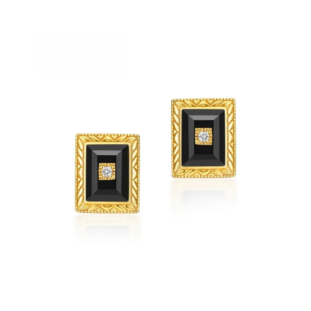 Geometric Black Onyx Earrings