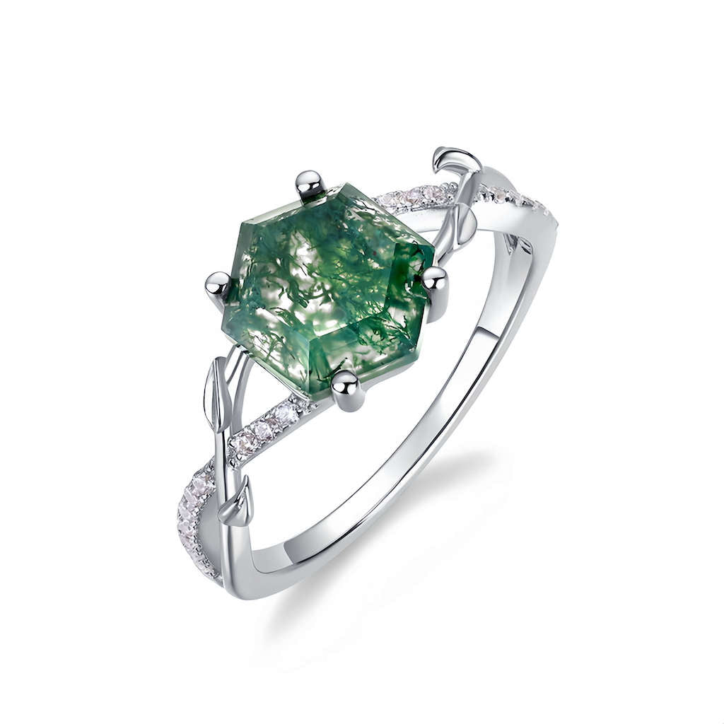 Green Moss Agate Ring - Minerva Jewelry