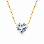 Heart-cut moissanite solitaire necklace with a fine chain attached at both sides.