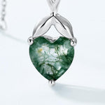 Heart Shaped Moss Agate Necklace - Minerva Jewelry