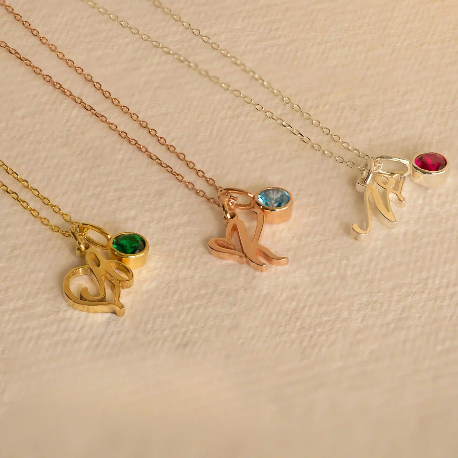 Initial and Birthstone Necklace