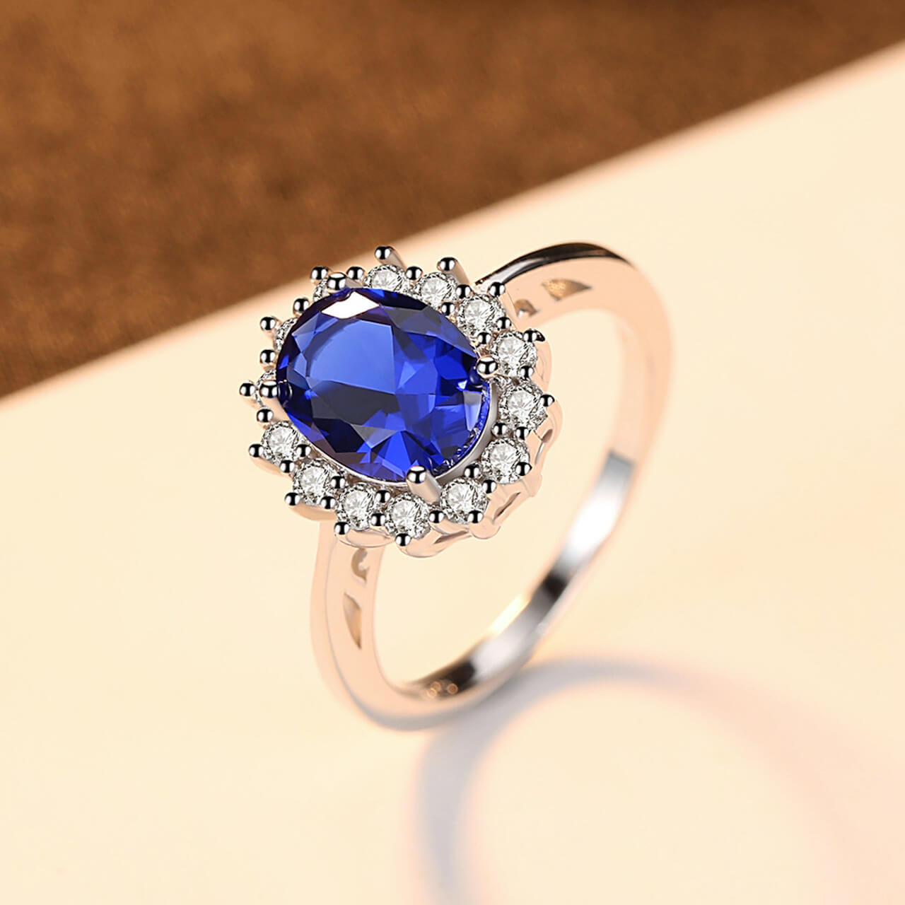 Lady Diana Ring -  Sapphire Ring With Diamonds - Minerva Jewelry