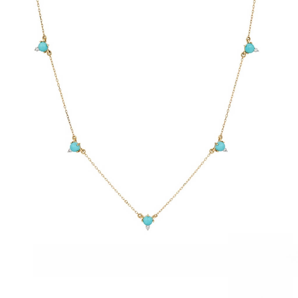 Marquise Diamond Necklace with Turquoise Necklace - Minerva Jewelry