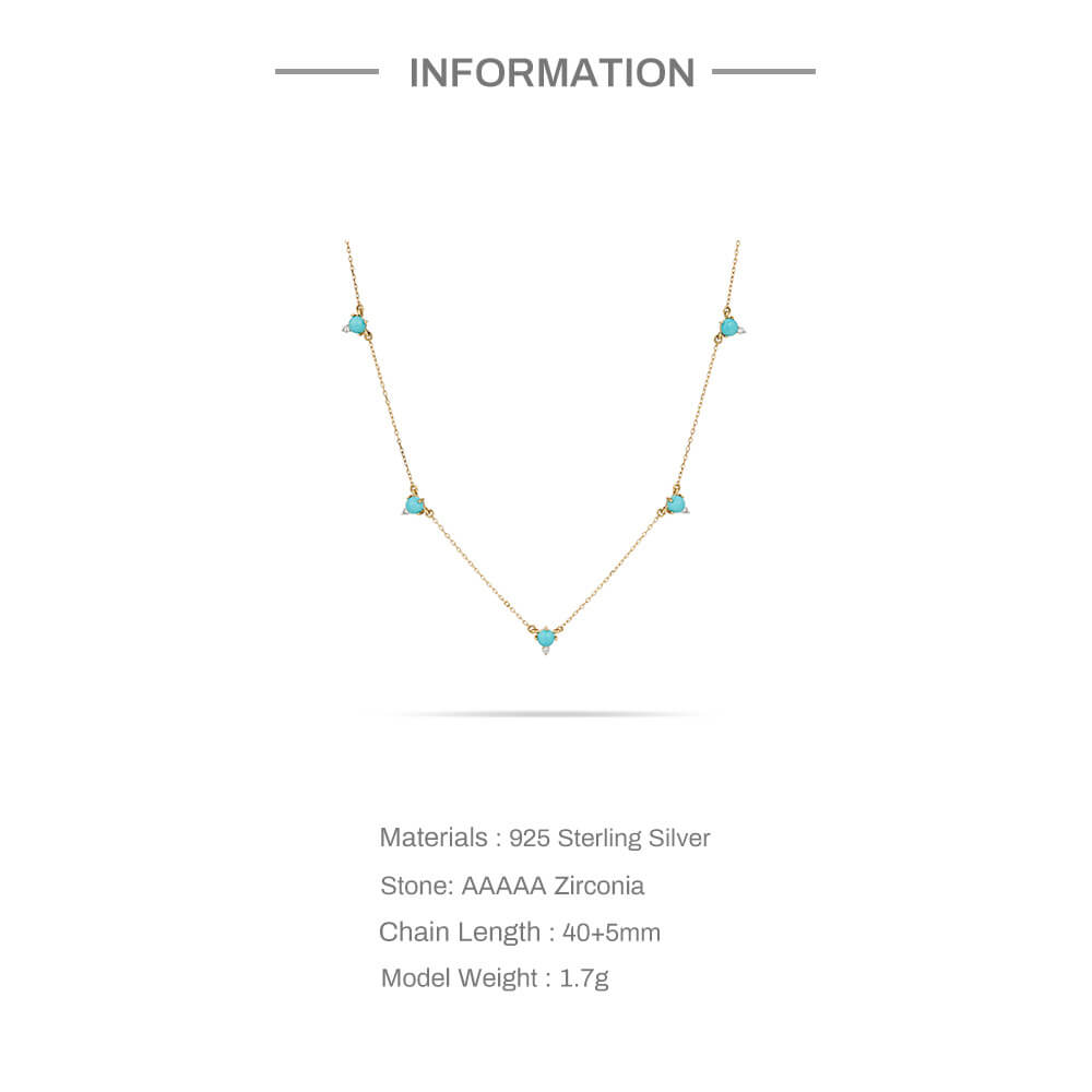 Marquise Diamond Necklace with Turquoise Necklace - Minerva Jewelry