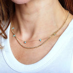 Marquise Diamond Necklace with Turquoise Necklace - Minerva Jewelry