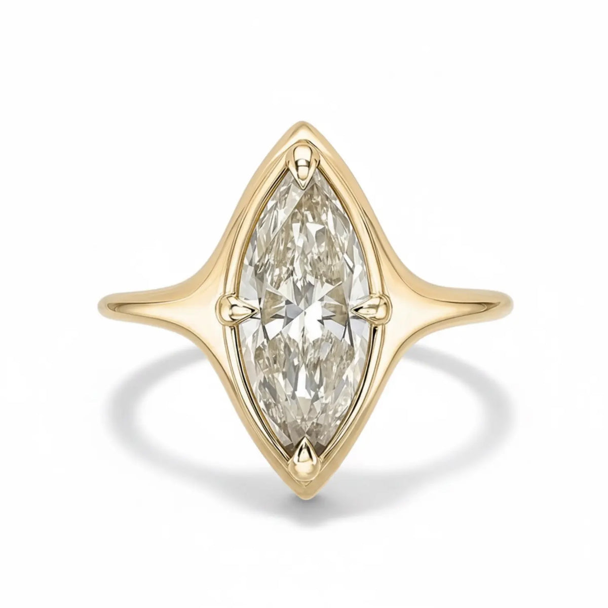 Marquise Moissanite Ring Lightframe Gold – The Horizon