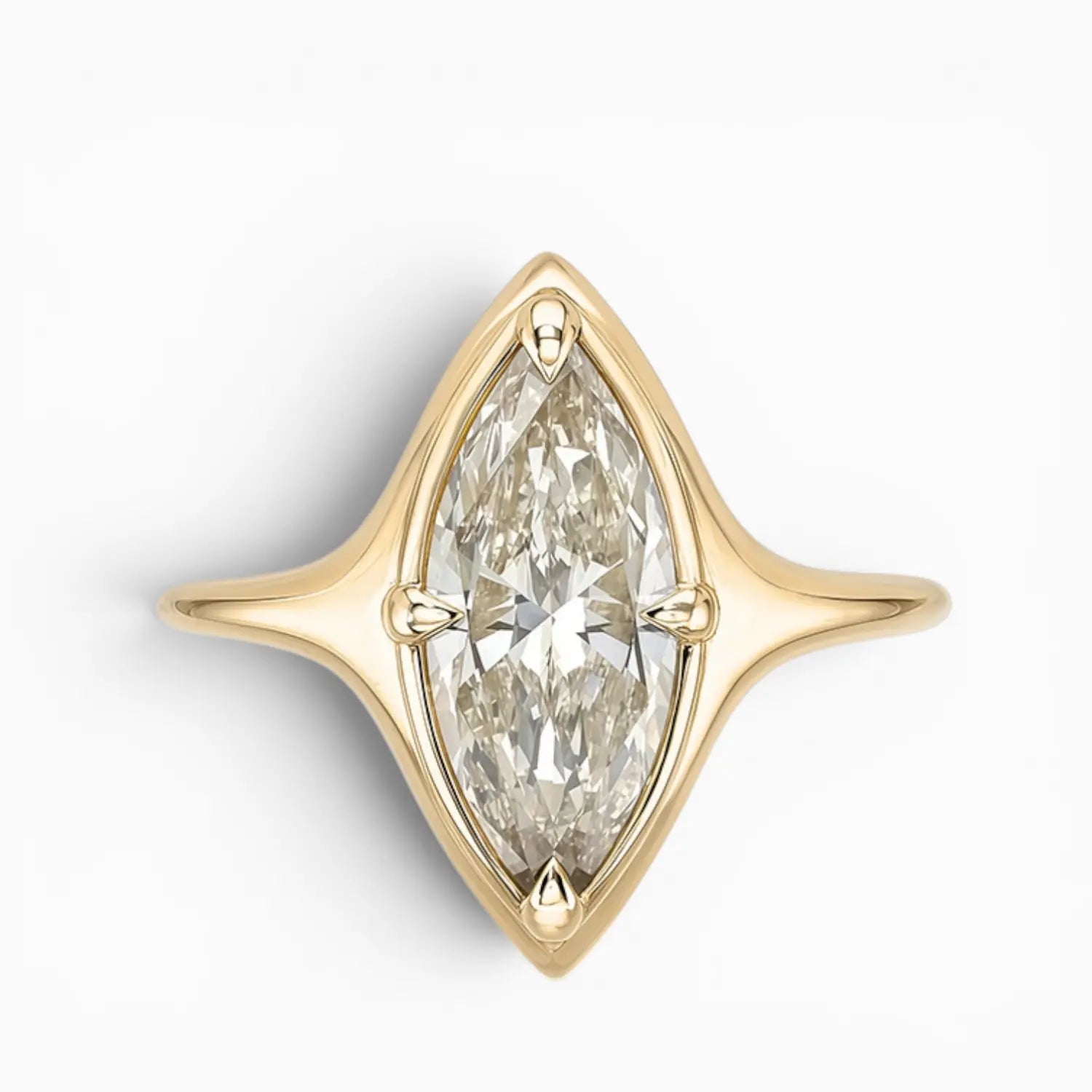 Marquise Moissanite Ring Lightframe Gold – The Horizon