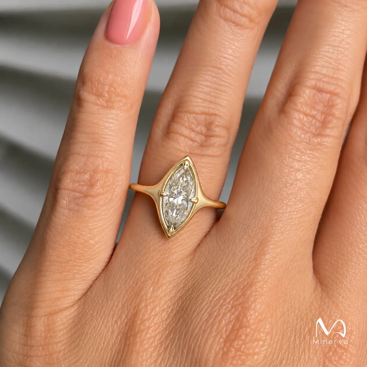 Marquise Moissanite Ring Lightframe Gold – The Horizon