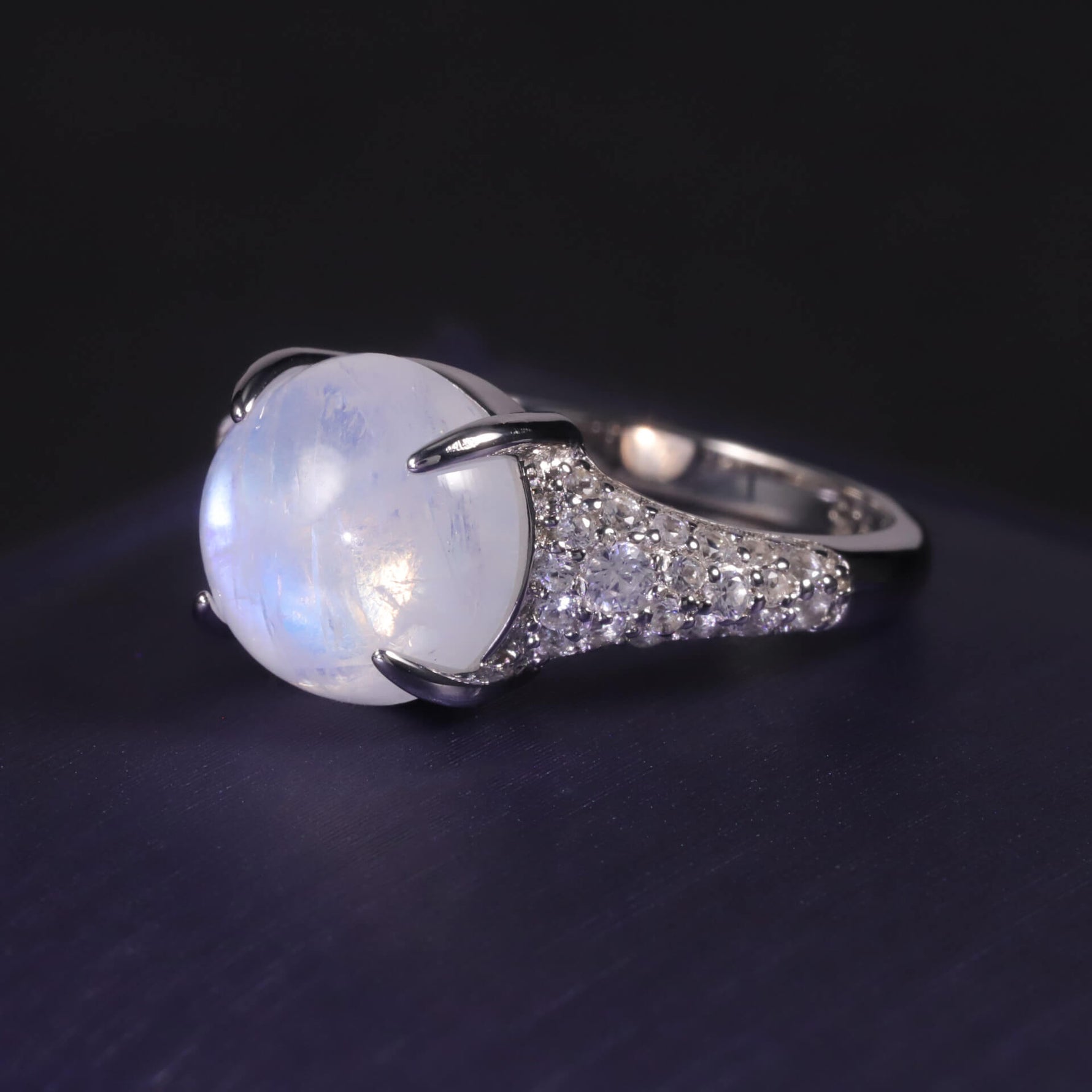 Milky Blue Moonstone Ring - Minerva Jewelry