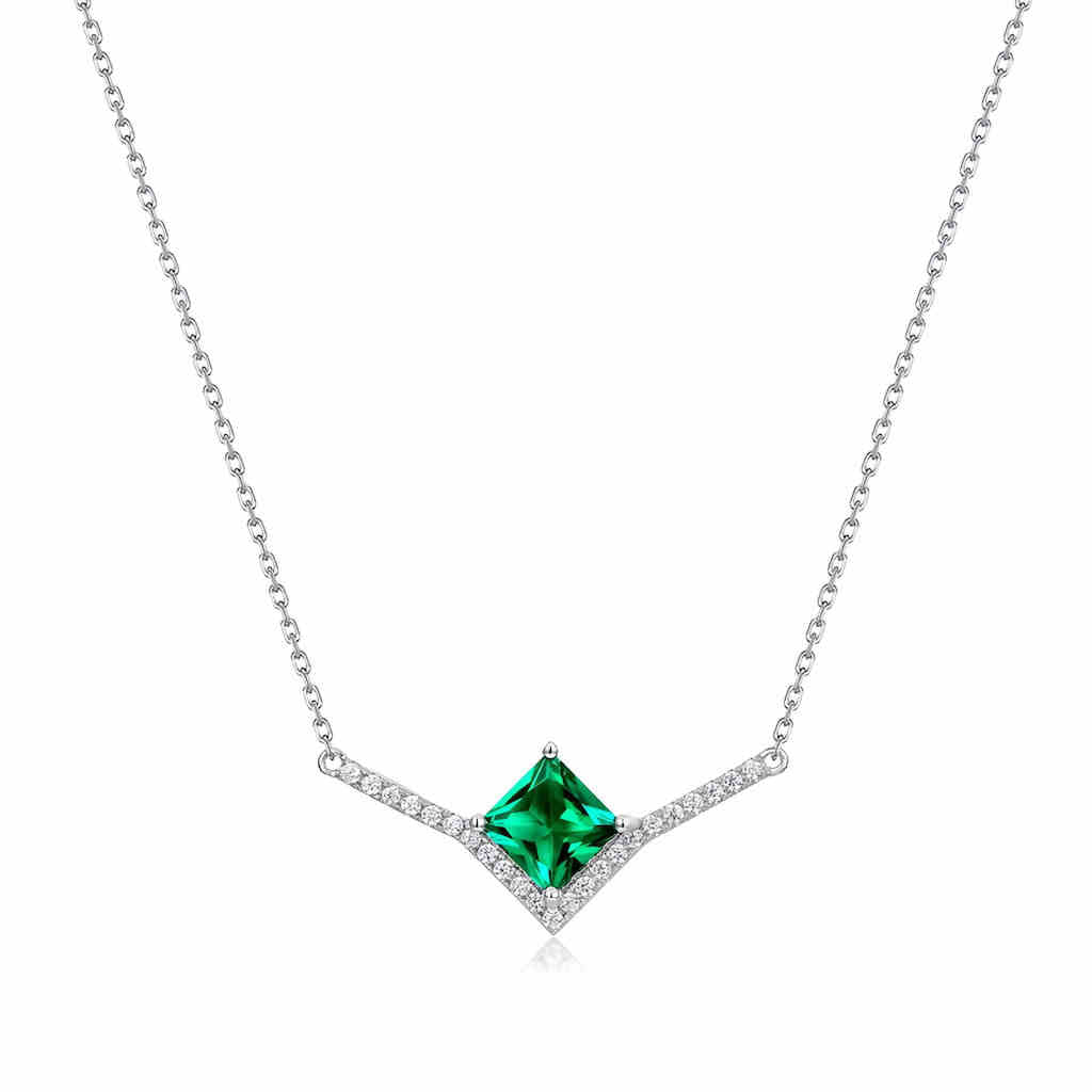 Minerva Sterling Silver Emerald Pendant - Minerva Jewelry