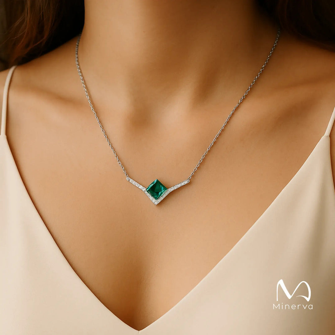 Minerva Sterling Silver Emerald Pendant