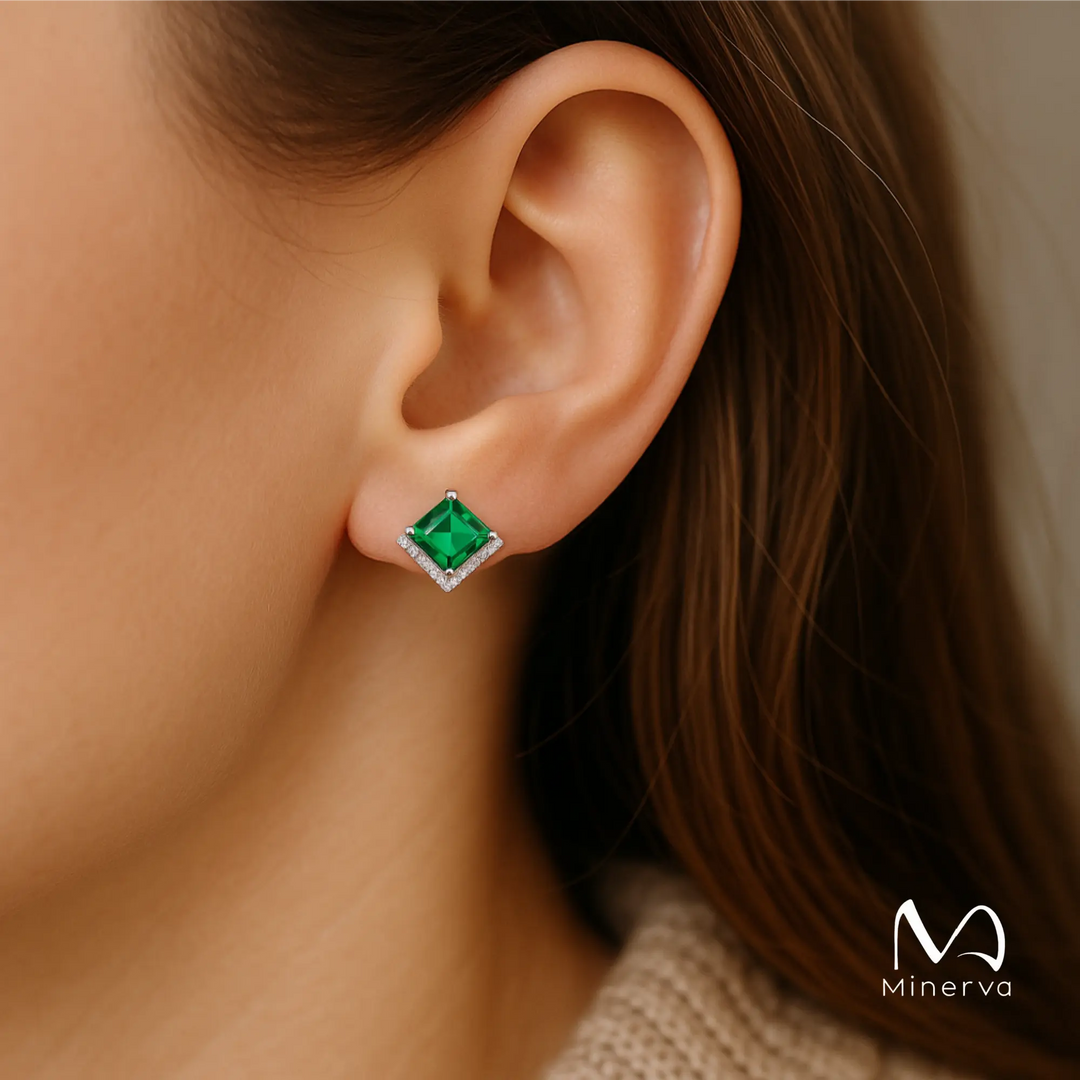 Minerva Unique Emerald Earrings Design