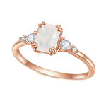 Minimalist Moonstone Rings Rose Gold - Minerva Jewelry