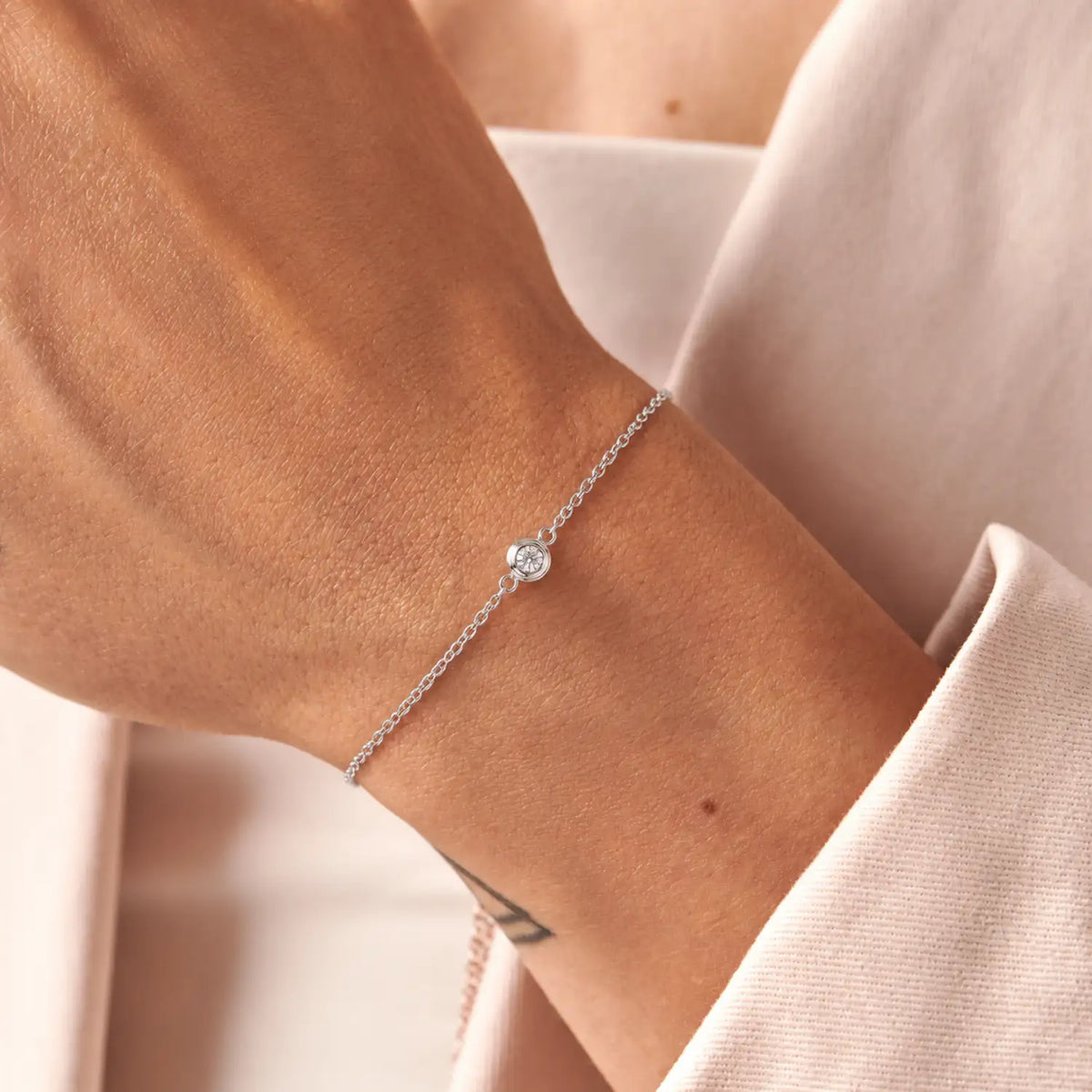 Moissanite Bezel-Set Chain Bracelet