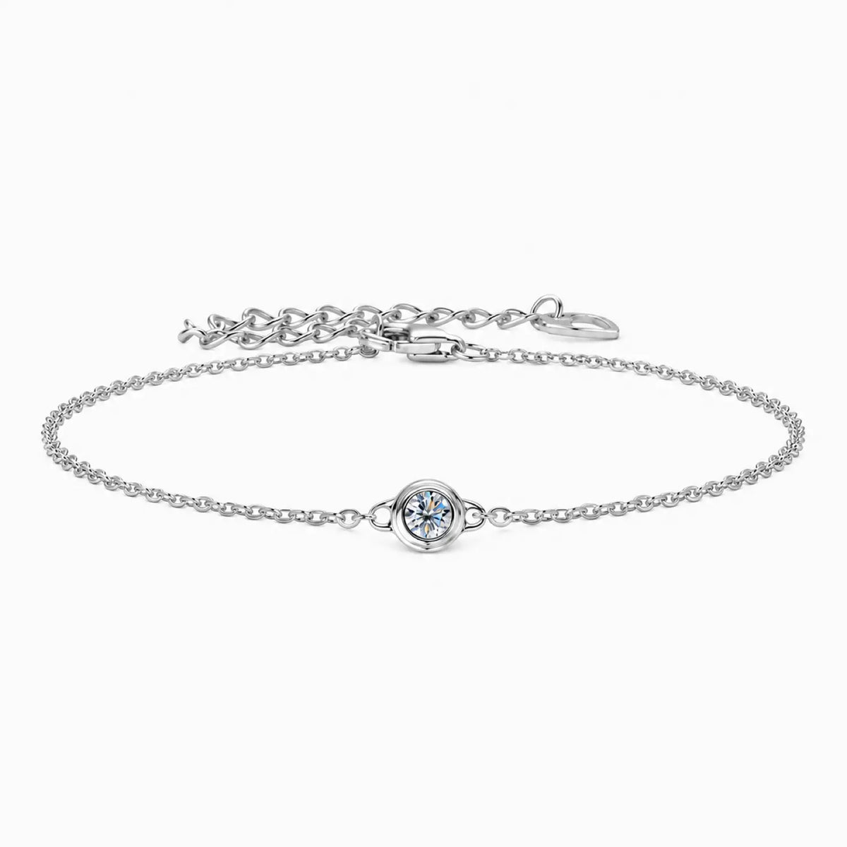 Moissanite Bezel-Set Chain Bracelet