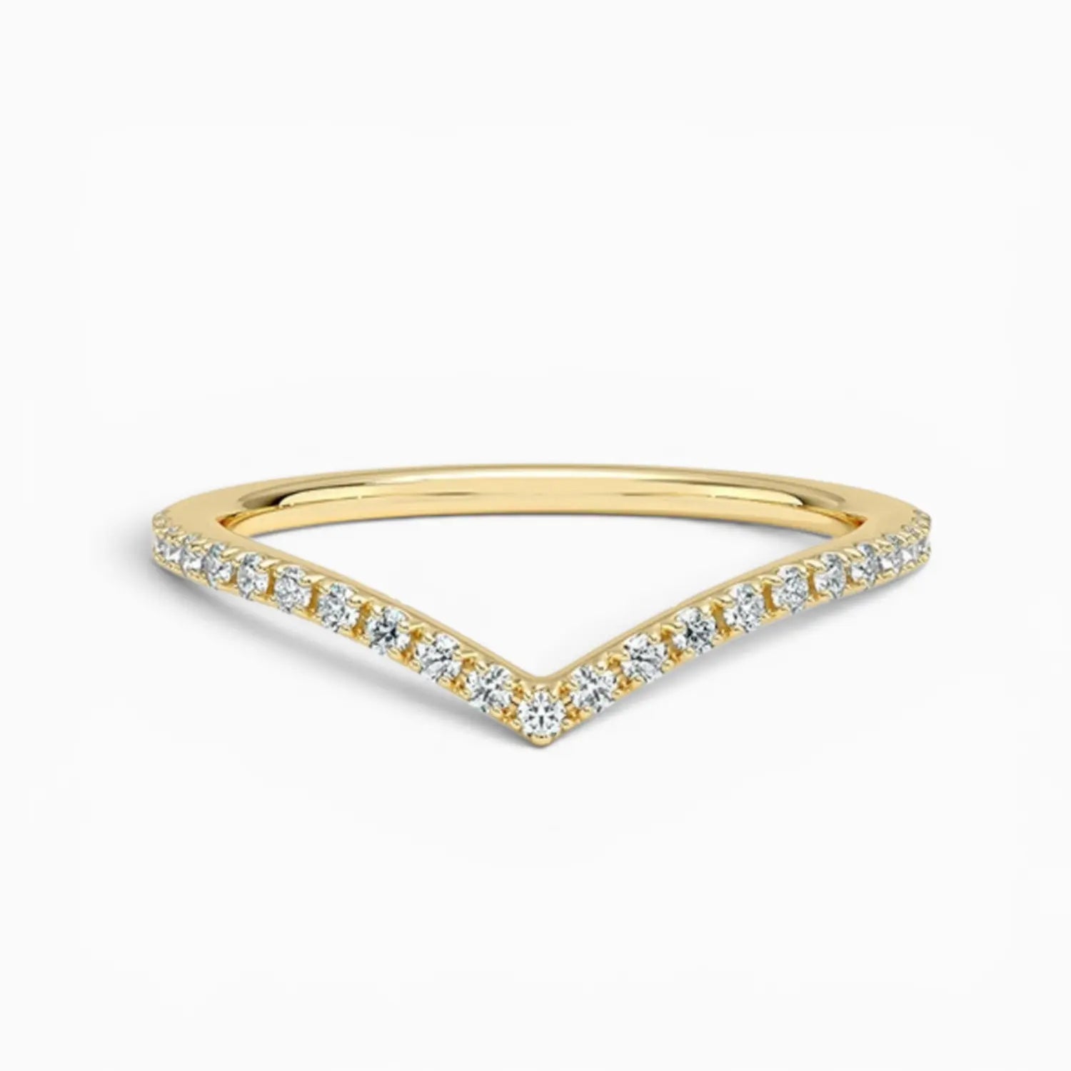 Moissanite Chevron Band Gold