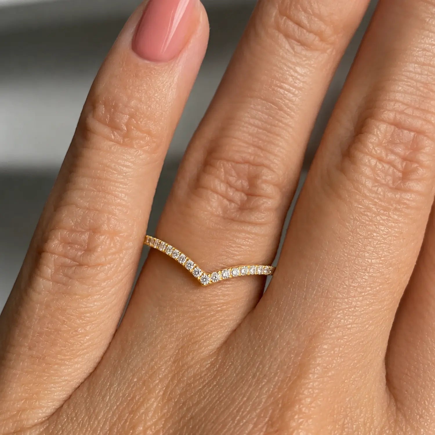 Moissanite Chevron Band Gold