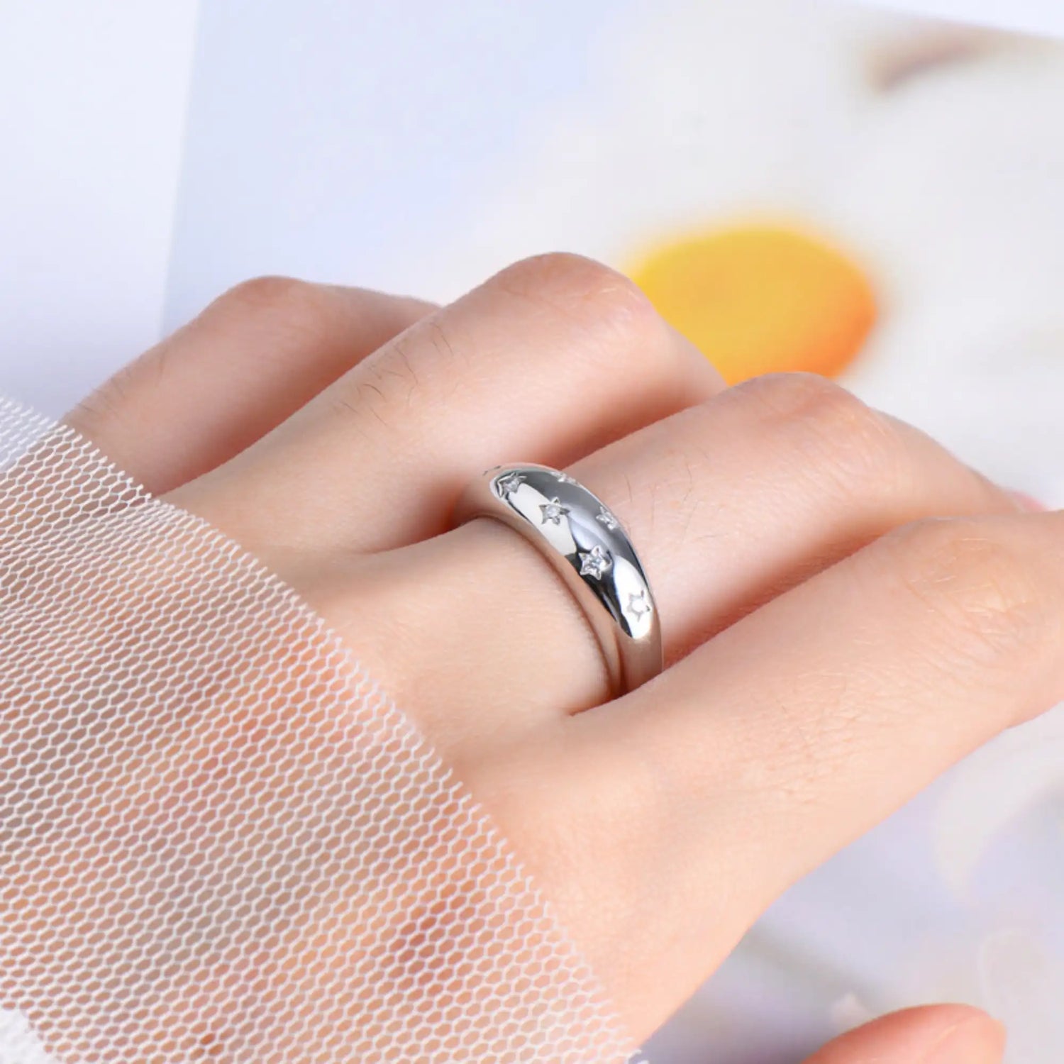 Moissanite Dome Ring Silver