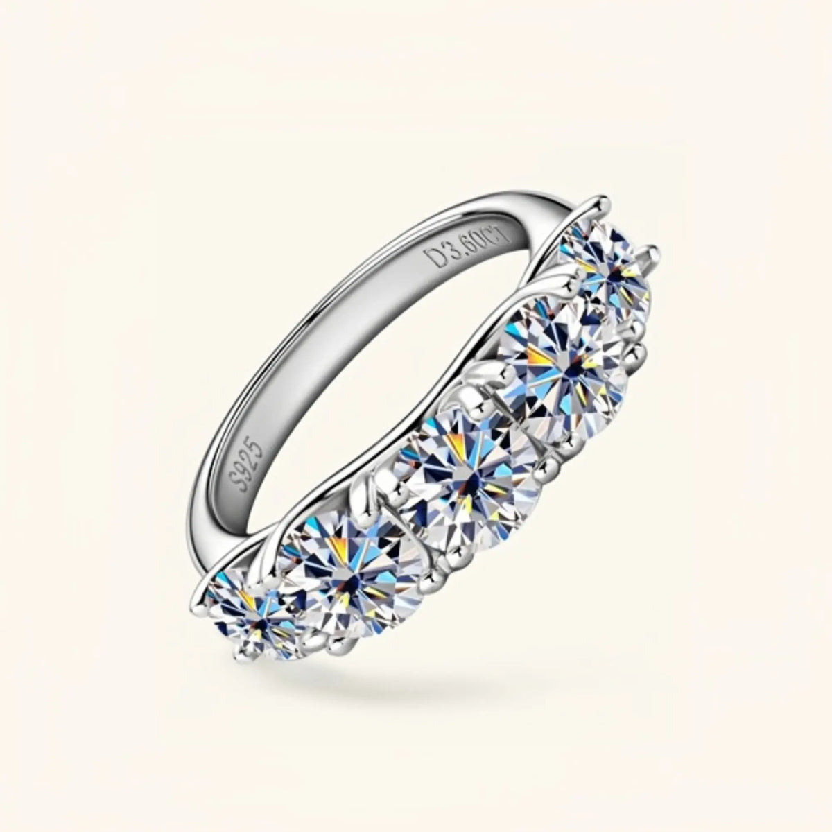 Five Stone Moissanite Ring in White Gold