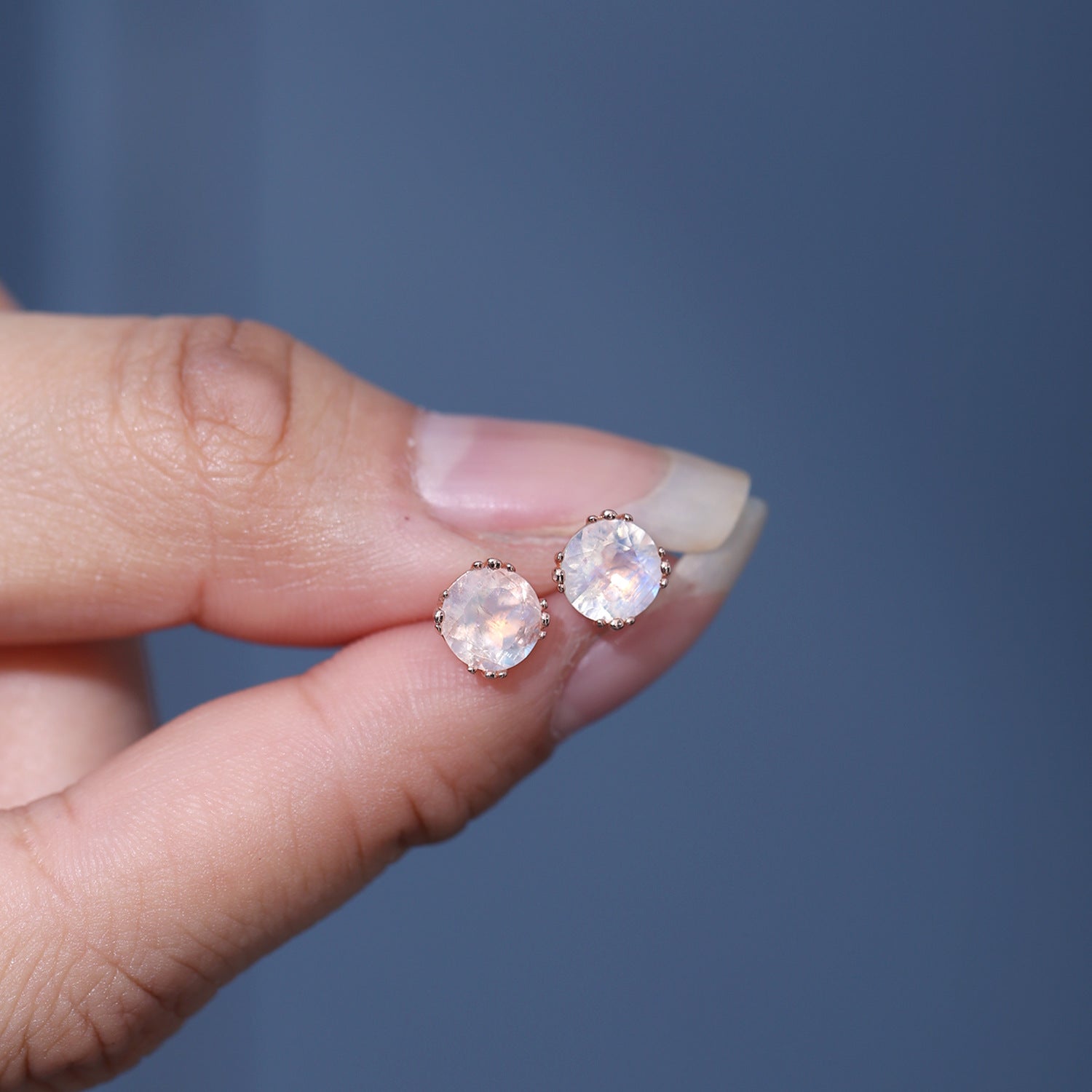 Moonstone Earrings Sumptuousness Studs - Minerva Jewelry