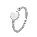 Moonstone Hammered Ring 14k White Gold- Minerva Jewelry