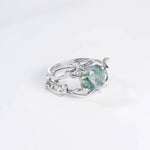 Moss Agate Stone Ring Round Healing Properties - Minerva Jewelry