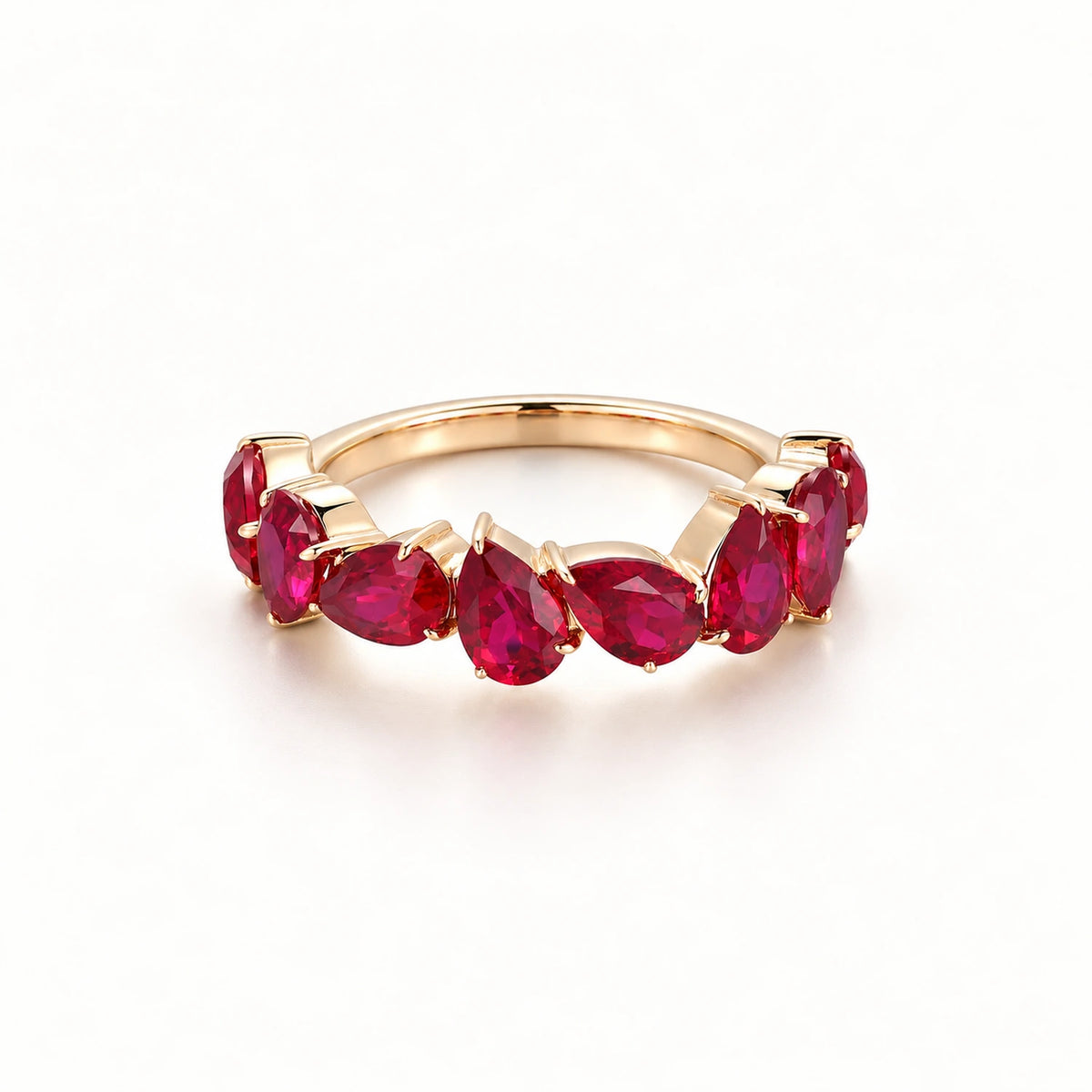 Pear-Cut Lab-Grown Ruby Half Eternity Ring