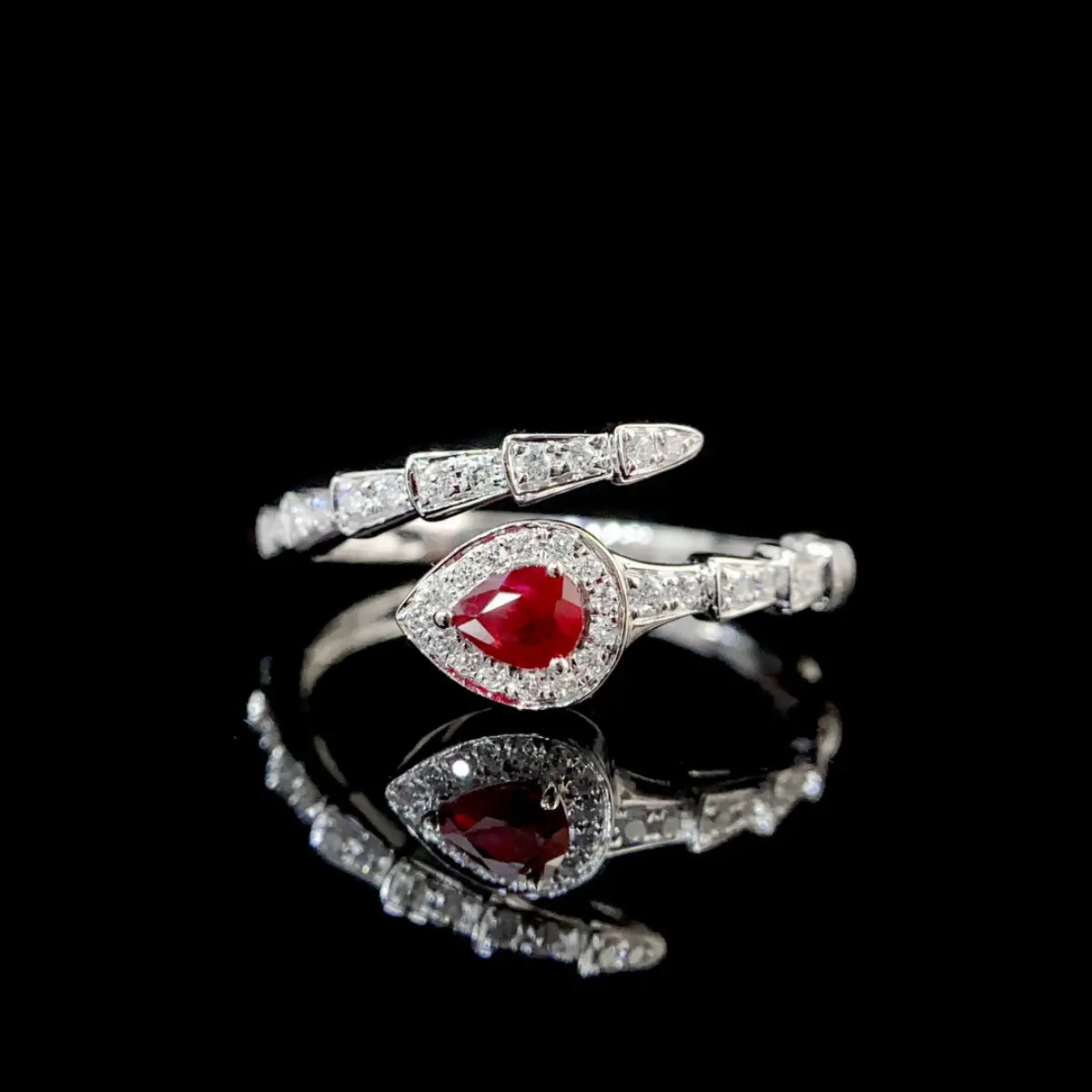 Natural Ruby Diamond Ring - Passionate Embrace