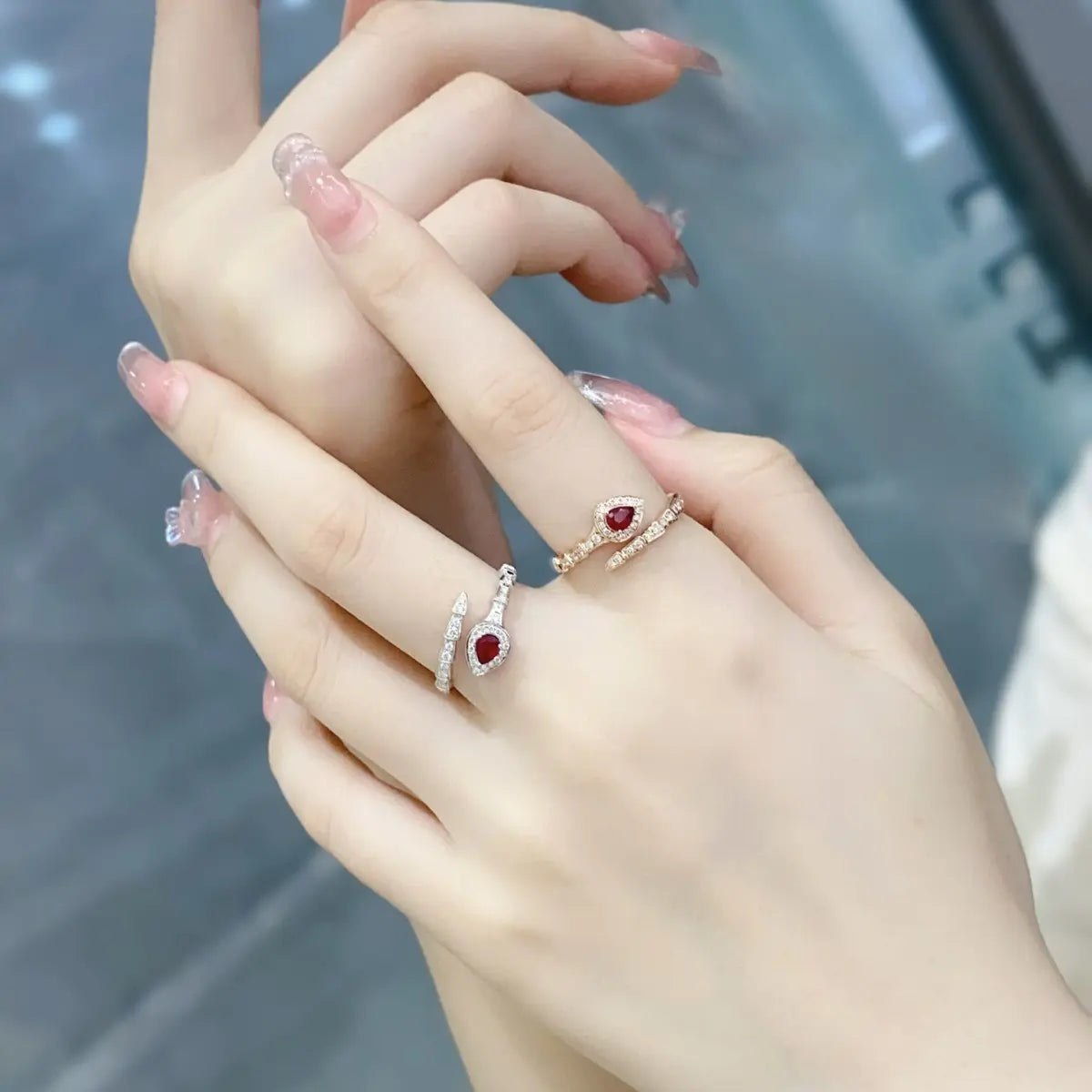 Natural Ruby Diamond Ring - Passionate Embrace