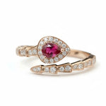 Ruby diamond jewelry ring in gold symbolising passion, unity and boundless love.
