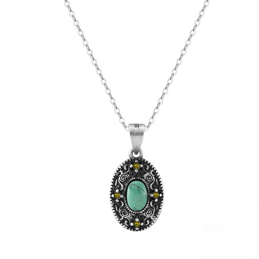 Necklace With Turquoise Pendant - Minerva Jewelry