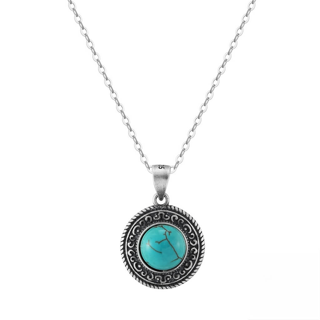 Necklace With Turquoise Stone - Minerva Jewelry