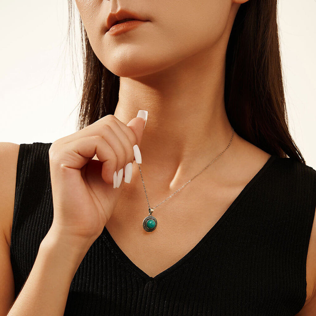 Necklace With Turquoise Stone - Minerva Jewelry