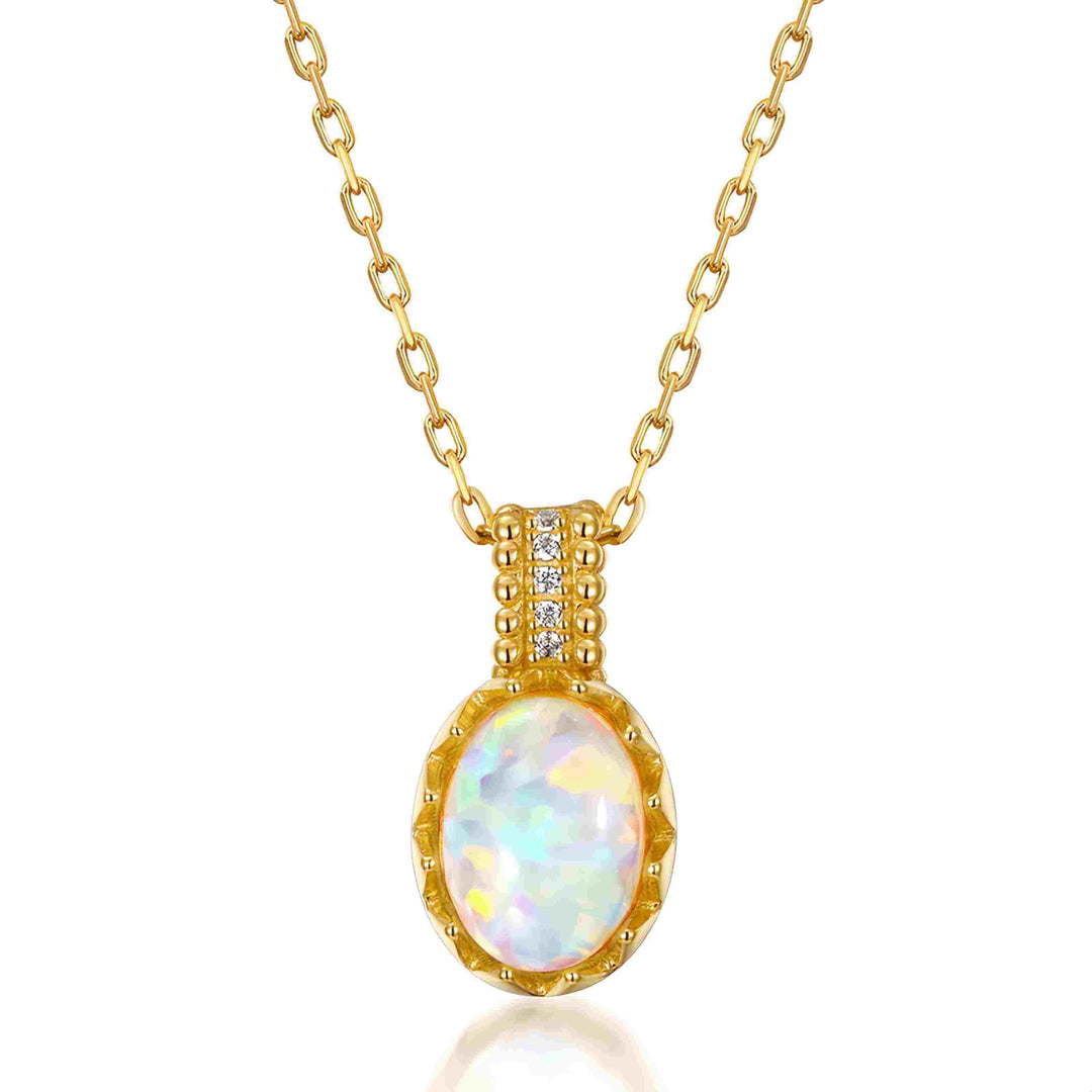 Opal Pendant Necklace with Unique Color Play