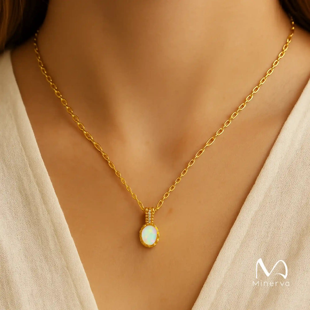 Opal Pendant Necklace with Unique Color Play