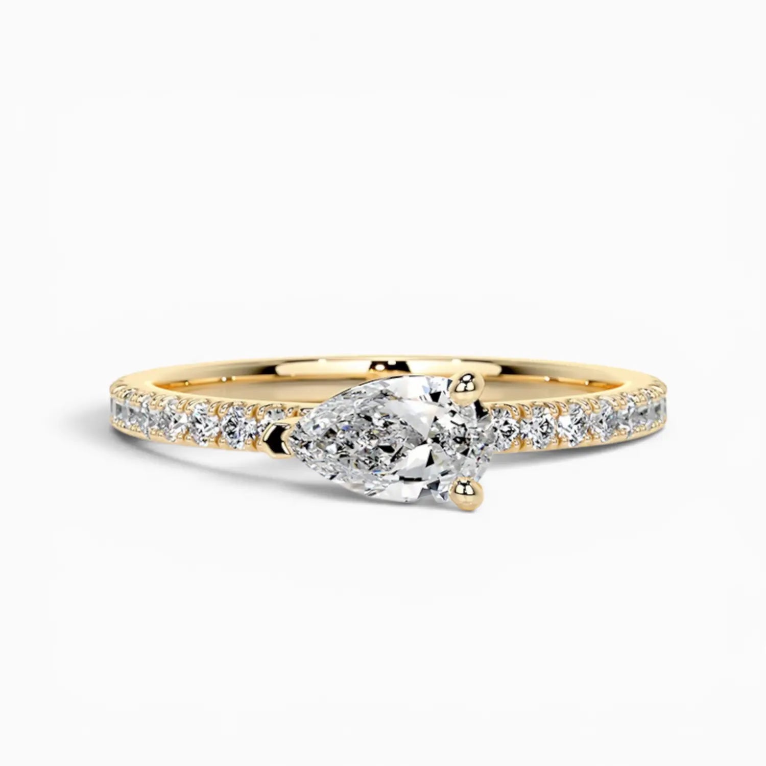 Pear Moissanite Ring Pavé Gold