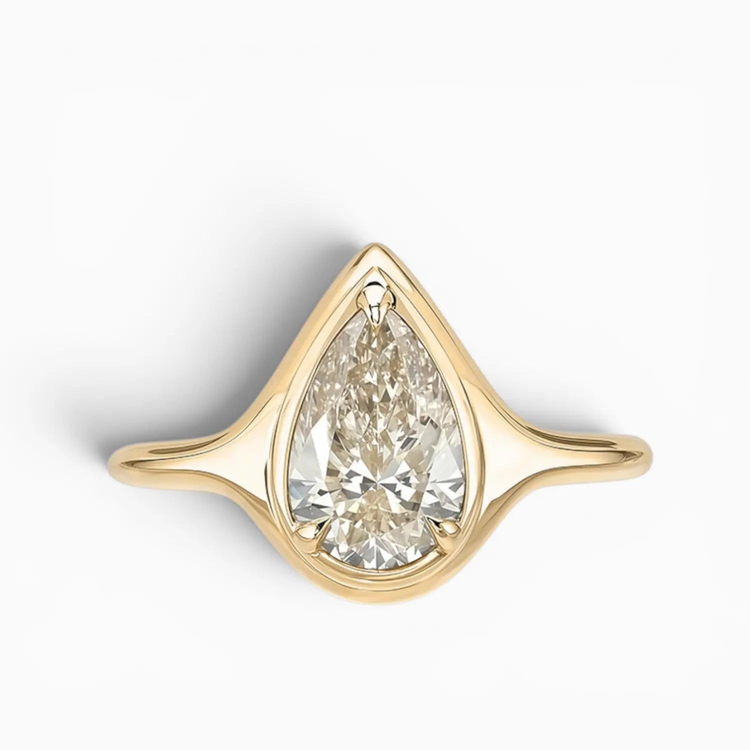 Pear Moissanite Ring Lightframe Gold – The Vision