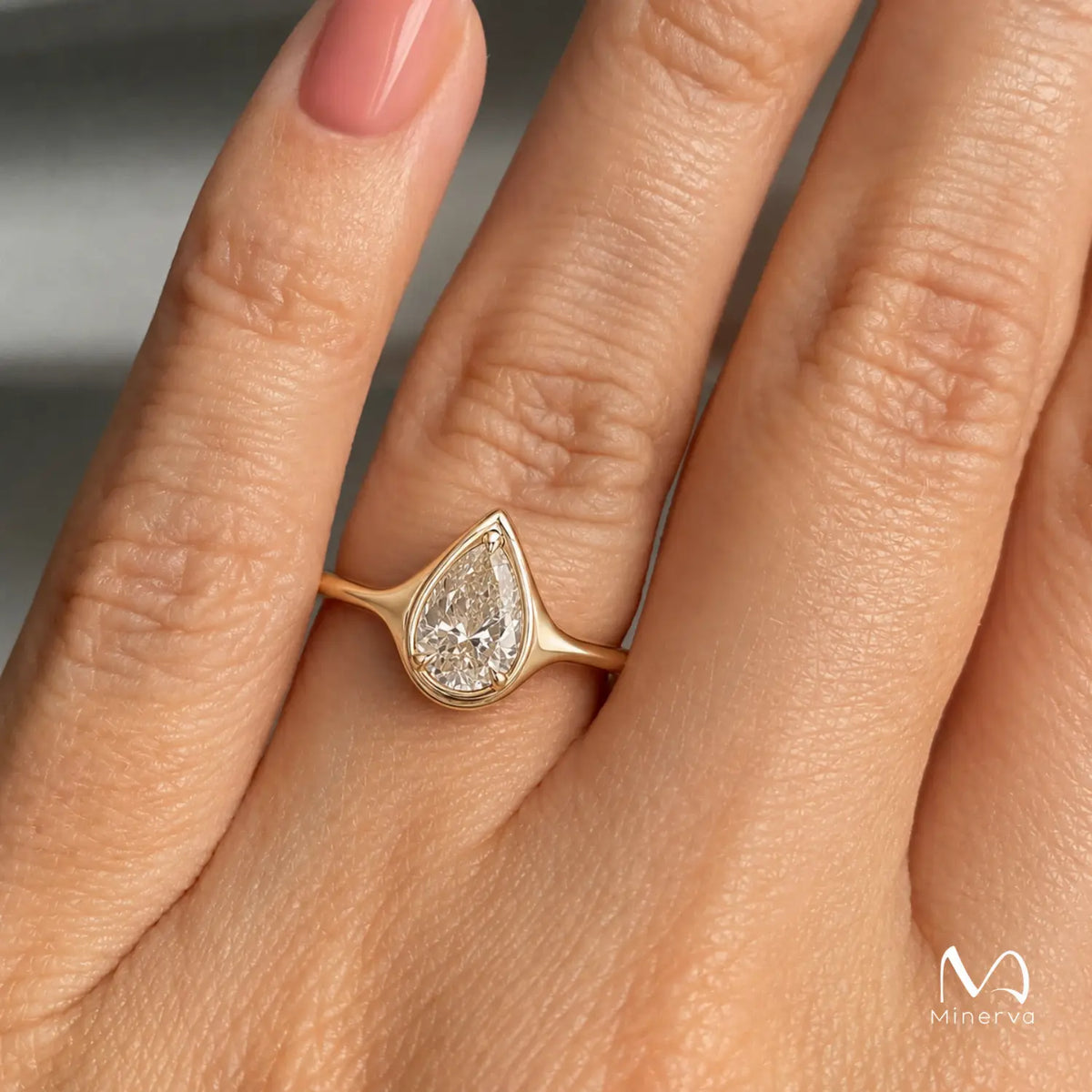 Pear Moissanite Ring Lightframe Gold – The Vision