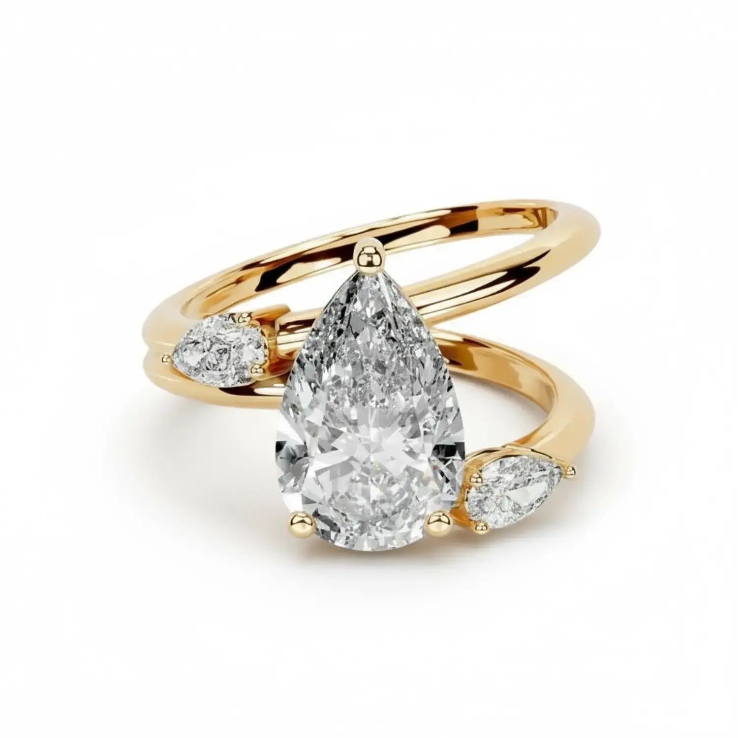 Pear Cut Moissanite Ring with Side Stones